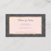 Gouden Schaar Bloem Roze Grijs Linnen Haar Stylist Visitekaartje (Achterkant)