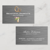 Gouden Schaar Bloemen | kapper Visitekaartje (Voorkant / Achterkant)