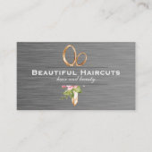 Gouden Schaar Bloemen | kapper Visitekaartje (Voorkant)