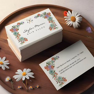 Gouden Schaar Bloemen Krans Haar Stylist Wit Visitekaartje