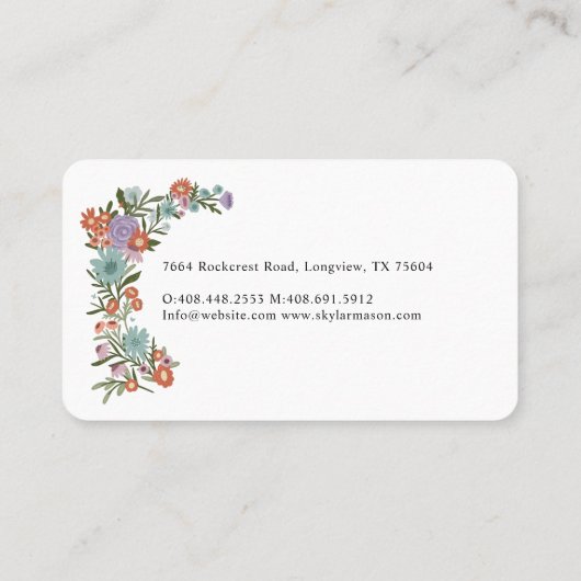 Gouden Schaar Bloemen Krans Haar Stylist Wit Visitekaartje (Achterkant)