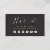 Gouden Schaar Donkergrijs Haarstylist Beauty Salon Klantenkaartje (Voorkant)