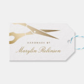 Gouden schaar | Elegant Zwart & Wit Handgemaakt do Cadeaulabel (Voorkant (Horizontaal))