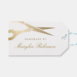 Gouden schaar | Elegant Zwart & Wit Handgemaakt do Cadeaulabel