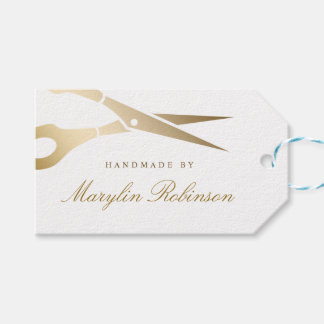 Gouden schaar | Elegant Zwart & Wit Handgemaakt do Cadeaulabel