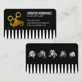 Gouden schaar en kam | kapper visitekaartje (Voorkant / Achterkant)