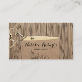 Gouden Schaar Haar Stylist Salon Rustic Kraft Afsprakenkaartje (Voorkant)