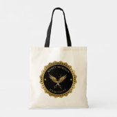 Gouden schaar Haarstylist Logo Design Tote Bag (Achterkant)