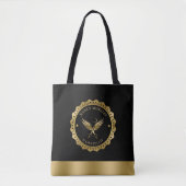 Gouden schaar Haarstylist Logo Design Tote Bag (Voorkant)