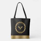 Gouden schaar Haarstylist Logo Design Tote Bag (Achterkant)