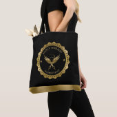 Gouden schaar Haarstylist Logo Design Tote Bag (Dichtbij)