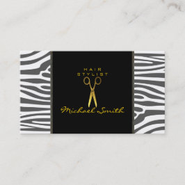 Gouden Schaar Haarstylist Modern Zebra Skin #66 Visitekaartje