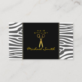 Gouden Schaar Haarstylist Modern Zebra Skin #66 Visitekaartje