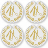 Gouden schaar kapper winkelcirkel logo contour sticker (Voorkant)
