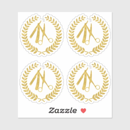 Gouden schaar kapper winkelcirkel logo contour sticker (Vel)