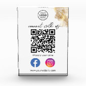 Gouden schaar verbinden met ons QR-code Social Med Fotoblokken (Voorkant)