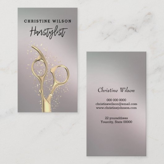 gouden schaar visitekaartje (Voorkant / Achterkant)