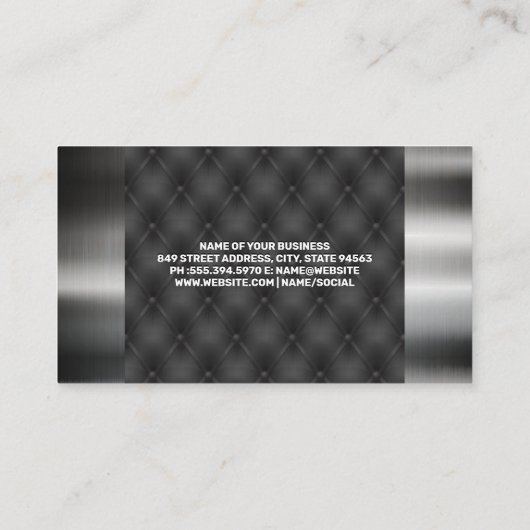 Gouden schaarkam | Metaalafwerking Visitekaartje (Achterkant)