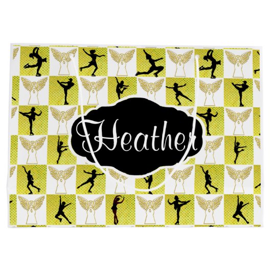 GOUDEN SCHAATSENGEL AANGEPASTE KERST CADEAU TAS GROOT CADEAUZAKJE (Achterkant)