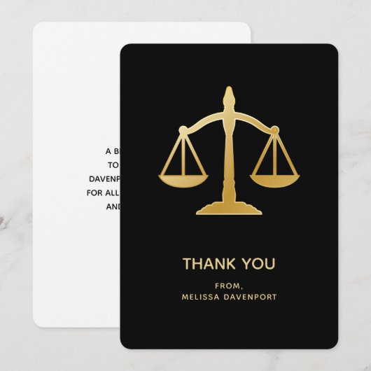 Gouden Schalen van Justitie Law Thema Design Bedankkaart (Voorkant / Achterkant)