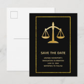Gouden Schalen van Justitie Recht Thema Save the D Uitnodiging Briefkaart (Voorkant / Achterkant)