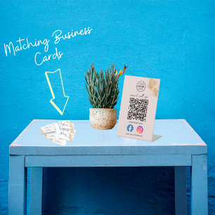 Gouden Scharen Neem contact met ons op QR-code soc Reclamebord Met Voetstuk
