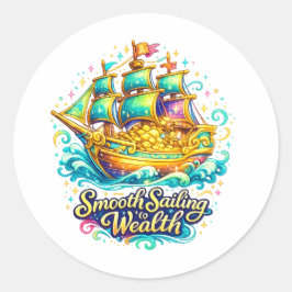 Gouden Schat Schip Klassieke Ronde Sticker | Welva
