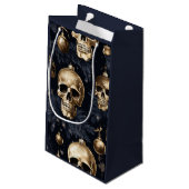 Gouden Schedel Gift Bag (Navy) Klein Cadeauzakje (Achterkant Gekanteld)