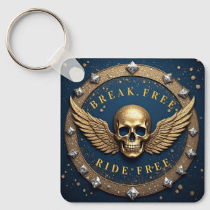 ☠️ Gouden Schedel Halo Symbool Cadeau Voor Rock Fa Sleutelhanger