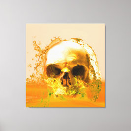 Gouden Schedel in Water Canvas Afdruk