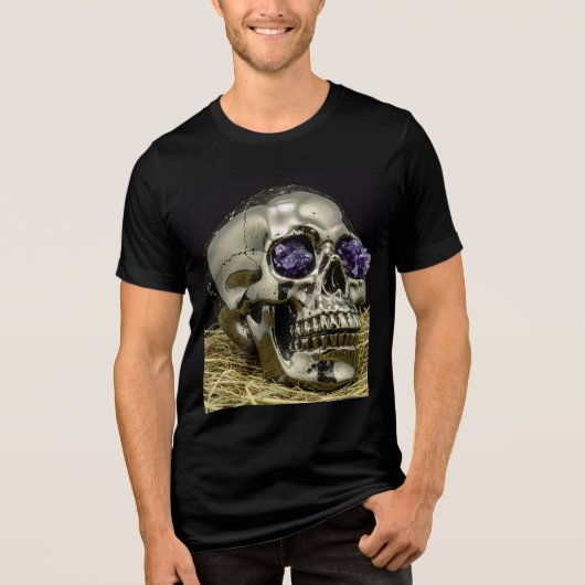 Gouden Schedel met Amethist Ogen Tri-Blend Shirt (Voorkant)