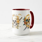 Gouden schedel op witte mok (Voorkant rechts)