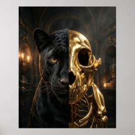 Gouden Schedel Panter Portret Poster