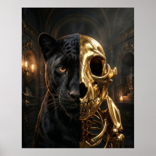 Gouden Schedel Panter Portret Poster