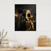 Gouden Schedel Panter Portret Poster (Keuken)