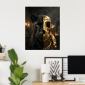 Gouden Schedel Panter Portret Poster (Thuiskantoor)