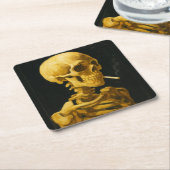 Gouden schedel roken – unieke Van Gogh geïnspireer Kartonnen Onderzetters (Schuin)