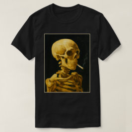 Gouden schedel roken – unieke Van Gogh geïnspireer T-shirt