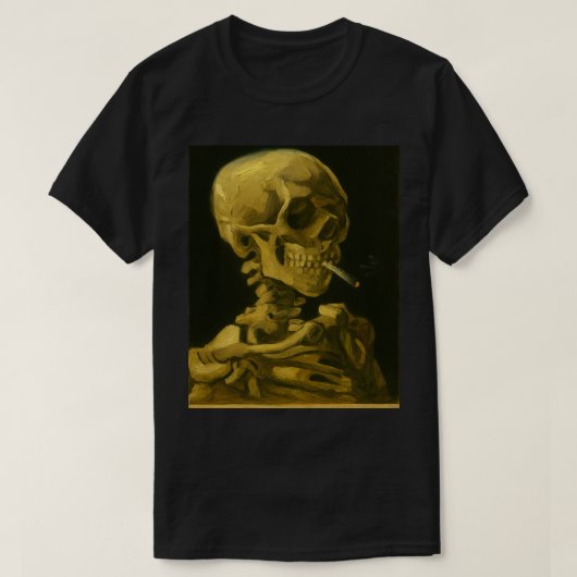 Gouden schedel roken – unieke Van Gogh geïnspireer T-shirt (Design voorkant)
