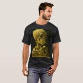 Gouden schedel roken – unieke Van Gogh geïnspireer T-shirt (Voorkant volledig)