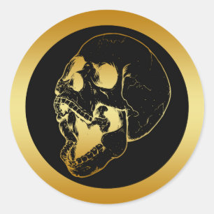 GOUDEN SCHEDEL RONDE STICKER