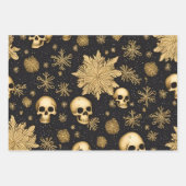 Gouden schedels en sneeuwvlokken Gotische Kerstmis Inpakpapier Vel (Voorkant 2)