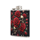 Gouden Schedels & Rode Rozen Schitteren Gothische  Heupfles (Links)