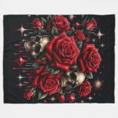 Gouden schedels & rode rozen schitteren gotische g fleece deken (Voorkant (Horizontaal))