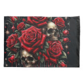 Gouden schedels & rode rozen schitteren gotische g kussensloop (Achterkant)