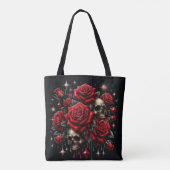 Gouden schedels & rode rozen schitteren gotische g tote bag (Achterkant)