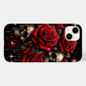 Gouden Schedels & Rode Rozen Schitterende Gotische Case-Mate iPhone Case (Achterkant (horizontaal))