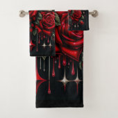 Gouden Schedels & Rode Rozen Sprankelen Gothische  Bad Handdoek (Insitu)