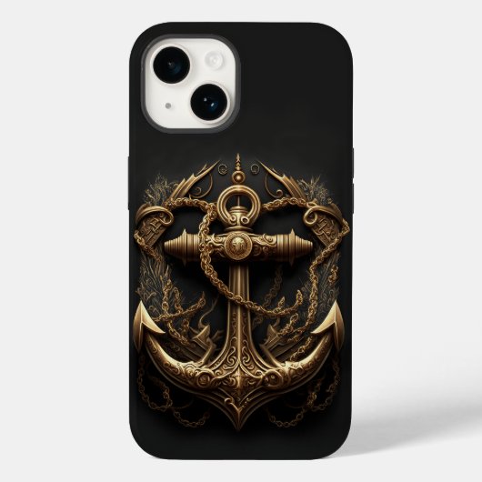 Gouden scheepsanker Case-Mate iPhone Hoesje (Achterkant)