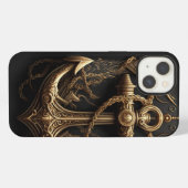 Gouden scheepsanker iPhone hoesje (Achterkant horizontaal)